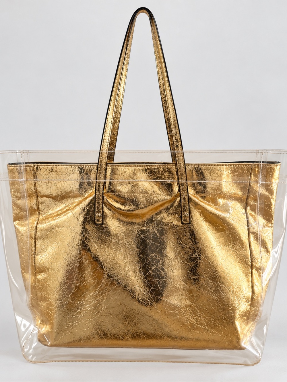ALDO Gold Metallic Clear PVC Tote Bag